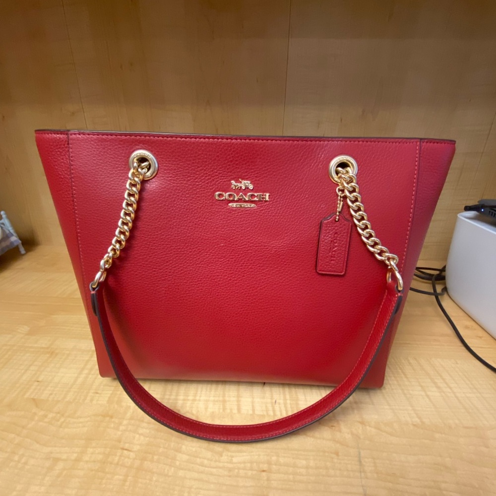 Coach Marlie Tote Refined pebble leather 1941 Red